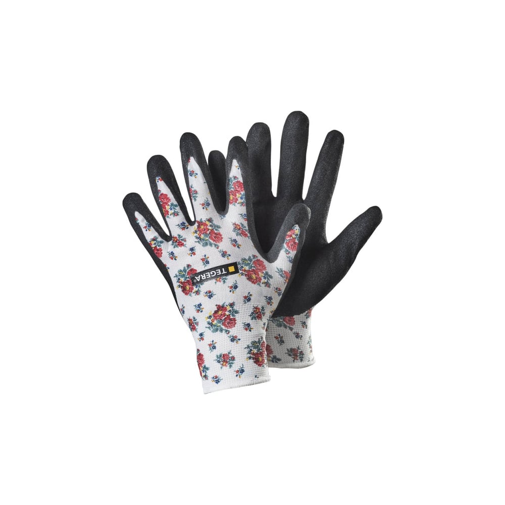 Хозяйственные нейлоновые перчатки TEGERA, размер S, цвет белый/черный 90065-8 - фото 1
