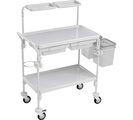 Изображение товара Тележка медицинская инструментальная дезар ТИ-2-ВШ-01-«КРОНТ» по ТУ 9451-005-11769436-2002 в варианте поставки ТИ-2-ВШ-01-«КРОНТ»-1 (с ручкой, с замками, держатель контейнера, контейнеры) 60636/1