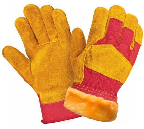 Изображение товара Перчатки спилковые комбинированные утепленные СПЕЦСНАБ красноранж Люкс, иск. Мех ЛЮКС/2