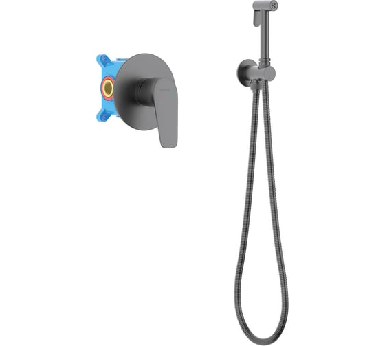 Изображение товара Набор с гигиеническим душем Aquatek AQ1119BGM БЕТТА смеситель + гигиеническая лейка + шланг + шланговое подсоединение с держателем, шлиф. черный хром 00000139691