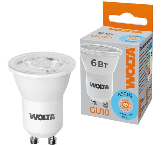 Изображение товара Светодиодная лампа Wolta диаметром 35 мм под корпус светильника MR11, мощностью 6Вт с цветовой температурой 6500K, цоколь GU10 WSTD-JCDR-MR11-6W6KGU10-L