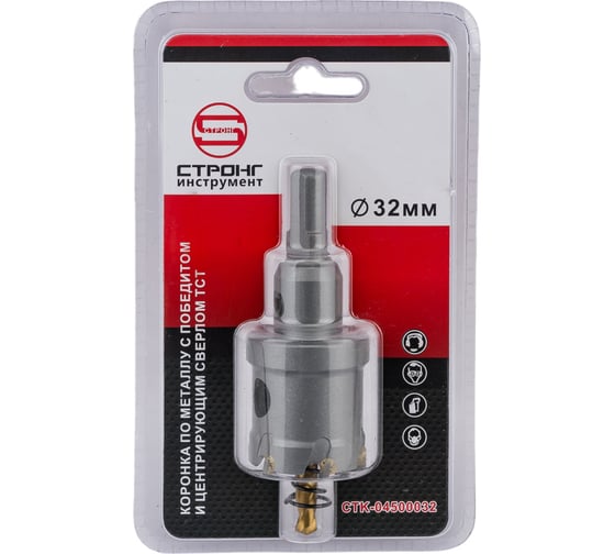 Изображение товара Твердосплавная коронка по металлу с победитом 32 мм Strong СTК-04500032