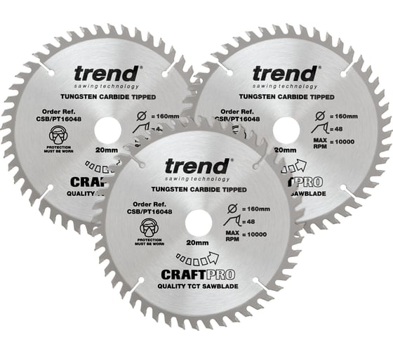 Изображение товара Пильный диск 160 мм три диска в комплекте (48 зубьев) TREND CSB/PT160/3PK