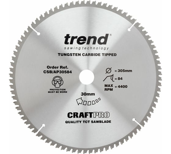 Изображение товара Пильный диск 305 мм 84 зуба по алюминию и пластику TREND CSB/AP30584
