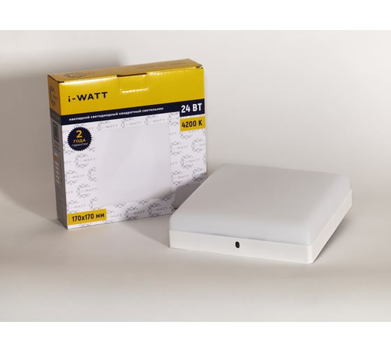 Изображение товара Светильник накладной I-WATT LED 24Вт 4200К 2400Лм 175-240V (квадратный) i-16116