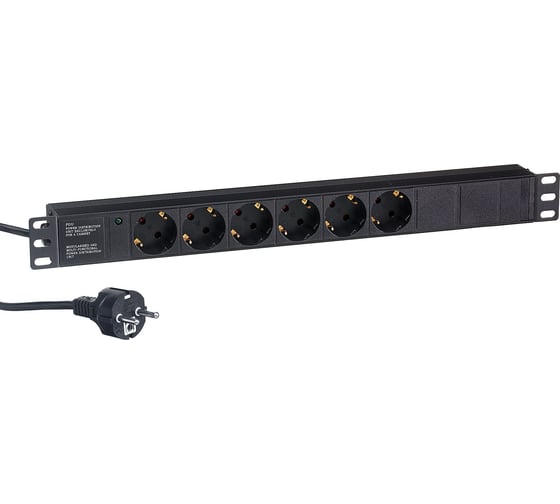 Изображение товара Блок розеток ExeGate ServerPro PDU-19H603 Al-6S-EU2.5CU, 19, 1U, алюминий, 6Schuko, евро, 2.5м 280828
