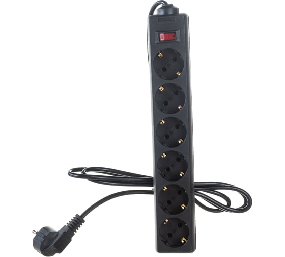 Изображение товара Сетевой фильтр ExeGate SP-6-1.8B 6 евро с заземлением, 1.8м, выключатель с подсветкой, черный 119391