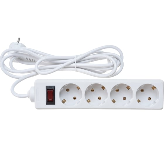Изображение товара Удлинитель ExeGate EC-4-3W 4евро с заземлением, 3м, выключатель с подсветкой, белый 279400