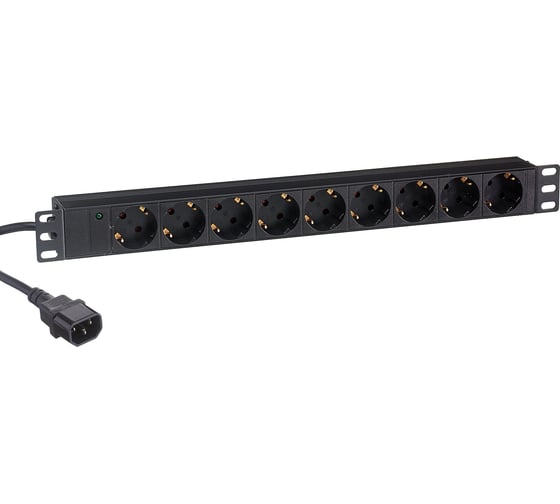 Изображение товара Блок розеток ExeGate ServerPro.PDU-19H906.Al-9S-C14-2.5CU.191U алюминий 9Schuko кабель с вилкой C14. 2.5м. 280852