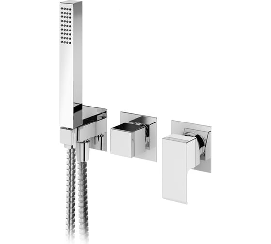 Изображение товара Встраиваемый смеситель для ванны и душа CEZARES однорычажный в комплекте с ручным душем на одной площадке, на 3 вывода, исполнение хром PORTA-VDM2-01