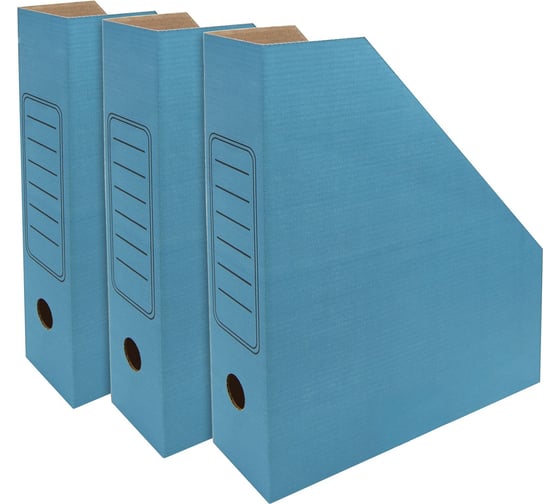Изображение товара Вертикальный лоток Silwerhof микрогофрокартон, корешок 75 мм, A4, синий (упаковка: 3 шт) 1914773