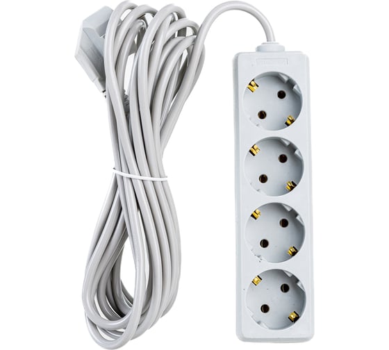 Изображение товара Удлинитель ExeGate ECE-4-5G 4 евророзетки с заземлением, 5м, серый 285817