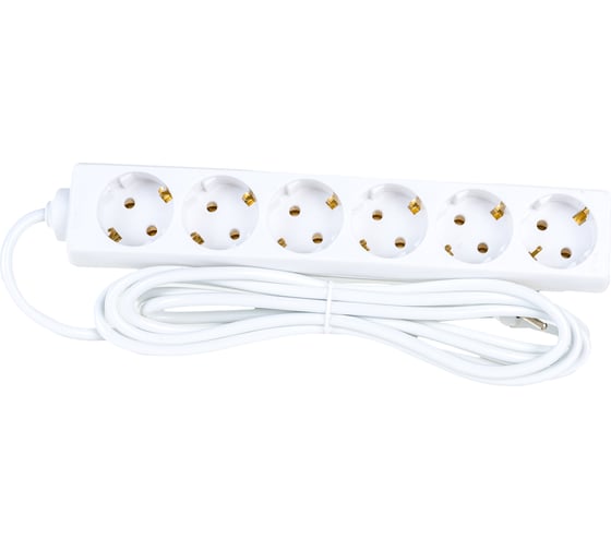 Изображение товара Удлинитель ExeGate ECE-6-3W 6 евророзетки с заземлением, 3м, белый 285833