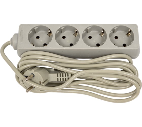 Изображение товара Удлинитель ExeGate ECE-4-3G 4 евророзетки с заземлением, 3м, серый 285814