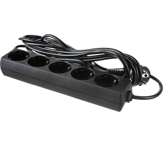 Изображение товара Удлинитель ExeGate ECE-5-5B 5 евророзетки с заземлением, 5м, черный 285825