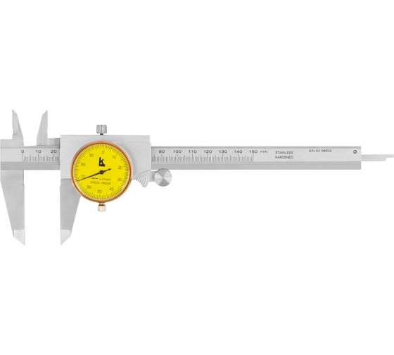Изображение товара Штангенциркуль КАЛИБРОН ШЦК-1-150 0,01 с круговой шкалой 40мм пылезащищенный IP54 КЛБ 1117280