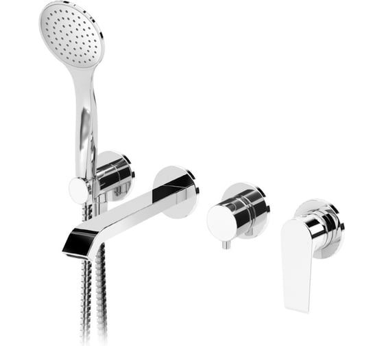 Изображение товара Встраиваемый смеситель для ванны и душа CEZARES однорычажный с поворотным переключателем на 3 выхода, в комплекте с ручным душем, исполнение хром NAUTIC-VDM3-01