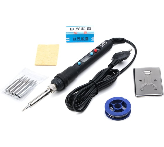 Изображение товара Паяльник с регулировкой температуры ELEMENT 575 (80W) в наборе 10 предметов 20946