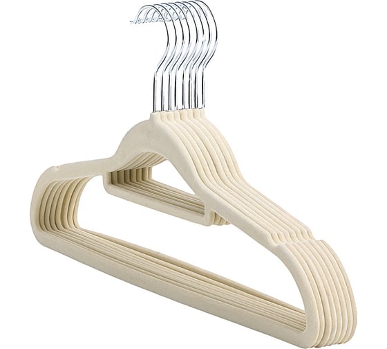 Изображение товара Комплект вешалка-плечики для одежды Ridberg бархатные, 10 шт, бежевый (3 шт) 1214467