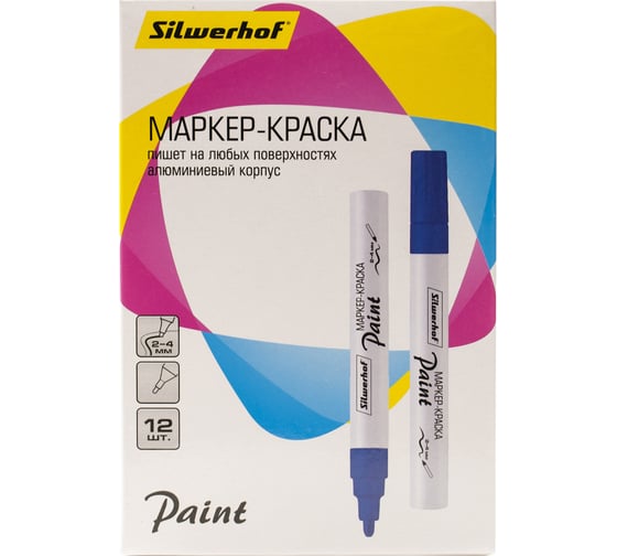 Изображение товара Лаковый маркер Silwerhof Paint круг, пулевидный пишущий наконечник 2-4 мм, металлический корпус, синий 1726778