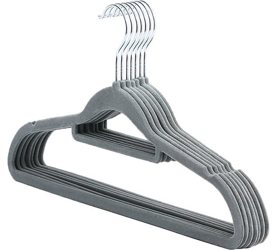 Изображение товара Комплект вешалка-плечики для одежды Ridberg бархатные, 10 шт, серый (5 шт) 1214469