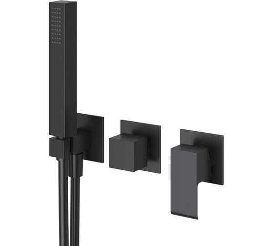 Изображение товара Встраиваемый смеситель для ванны и душа CEZARES однорычажный, на 3 выхода, в комплекте с ручным душем, исполнение черный матовый PORTA-VDM2-NOP