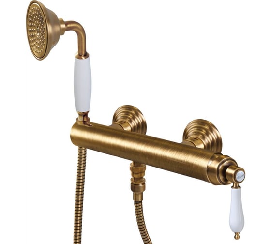 Изображение товара Смеситель для душа однорычажный CEZARES с ручным душем, исполнение бронза, ручки белые APHRODITE-DM-02-Bi