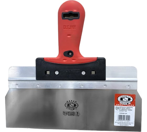 Изображение товара Шпатель фасадный Olejnik нержавеющее широкое лезвие 280мм ручка 2-комп 123628-2K