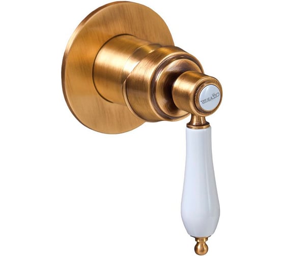 Изображение товара Встраиваемый однорычажный смеситель для душа CEZARES исполнение бронза, ручки белые APHRODITE-DIM2-02-Bi