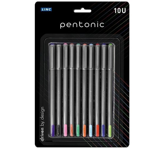Изображение товара Набор шариковых ручек LINC PENTONIC SILVER 1 мм 10 шт ассорти блистер 7024/10/ASST