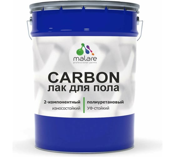 Изображение товара Полиуретановый лак MALARE 2к CARBON для защиты пола, адгезионный влагостойкий высокопрочный долговечный износостойкий, глянцевый, 16 кг + 1.6 кг отвердитель 4660504743832