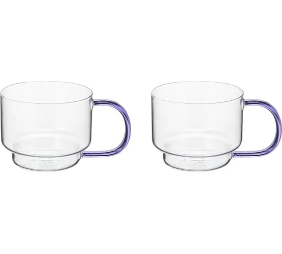 Изображение товара Набор кружек Liberty Jones Orb 400 мл, прозрачные/фиолетовые, 2 шт LJ0000368