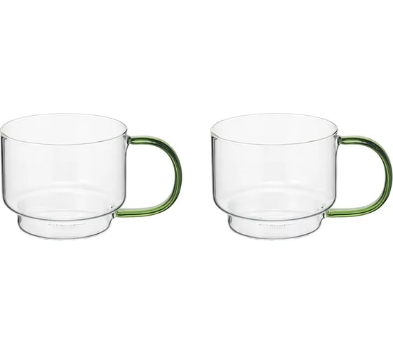 Изображение товара Набор кружек Liberty Jones Orb 400 мл, прозрачные/зеленые, 2 шт LJ0000370