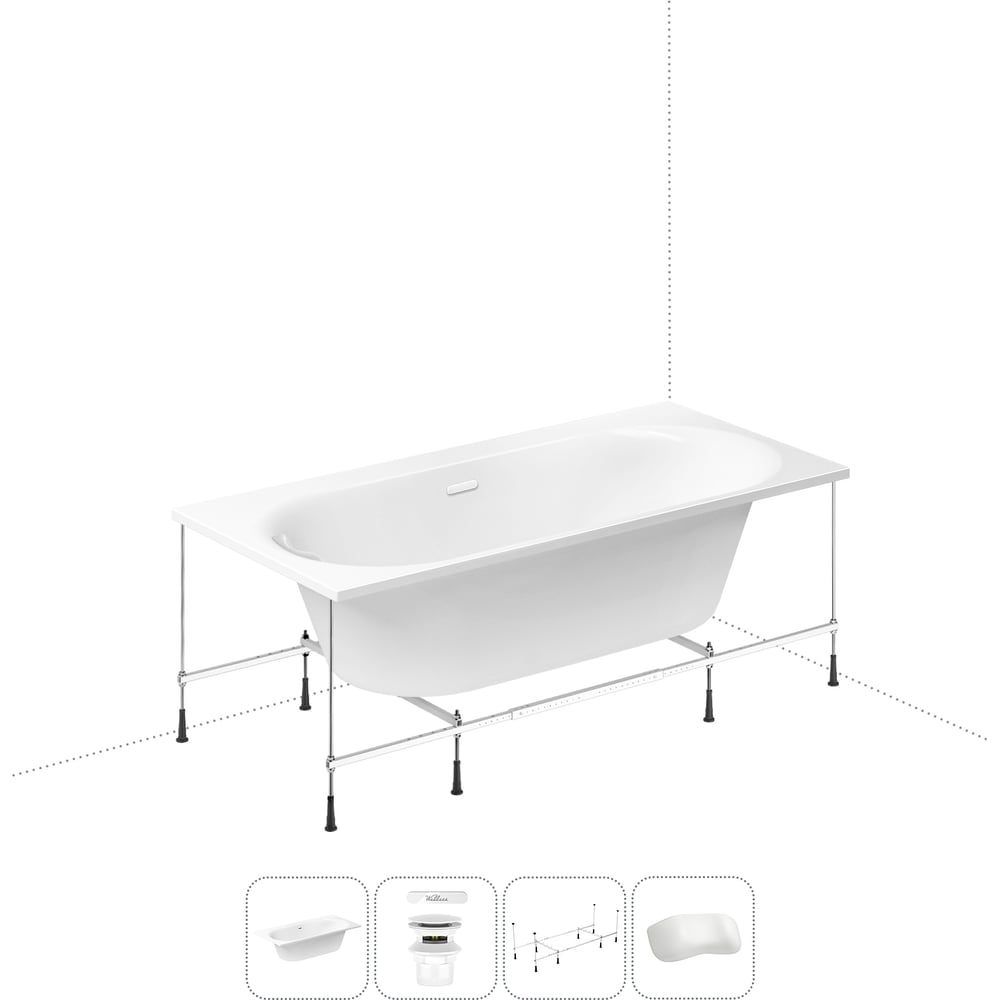 Изображение товара Акриловая ванна Wellsee 180х90 см Dream For More с каркасом и подголовником