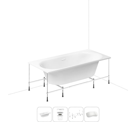Изображение товара Акриловая ванна Wellsee 180х90 см Dream For More в наборе 4 в 1 20216810R