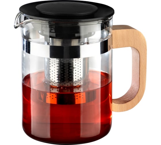 Изображение товара Заварочный чайник Mallony La Caffetteria, объём: 800 мл, с деревянной ручкой/фильтр из нержавеющей стали 910133