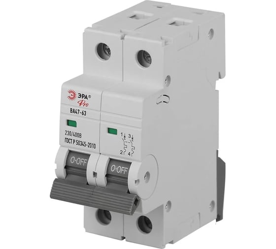 Изображение товара Автоматический выключатель ЭРА PRO VA632P32B6 ВА4763 2P 32А кривая B 6кА Б0063057