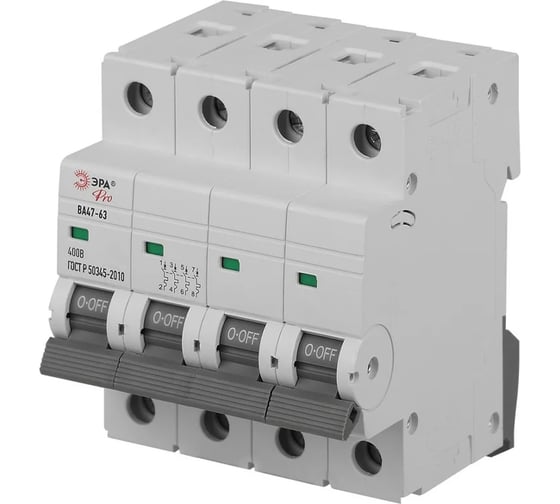Изображение товара Автоматический выключатель ЭРА PRO VA634P20C6 ВА4763 4P 20А кривая C 6кА Б0063184