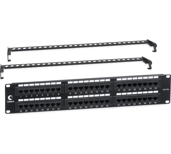 Изображение товара Патч-панель Cabeus 2U, 48 портов, RJ-45, категория 6a, PL-48-Cat.6a-Dual