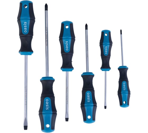 Изображение товара Набор отверток слесарных OASIS CR-MO (SL 3,5,6/PH 0,1,2) 103011206004