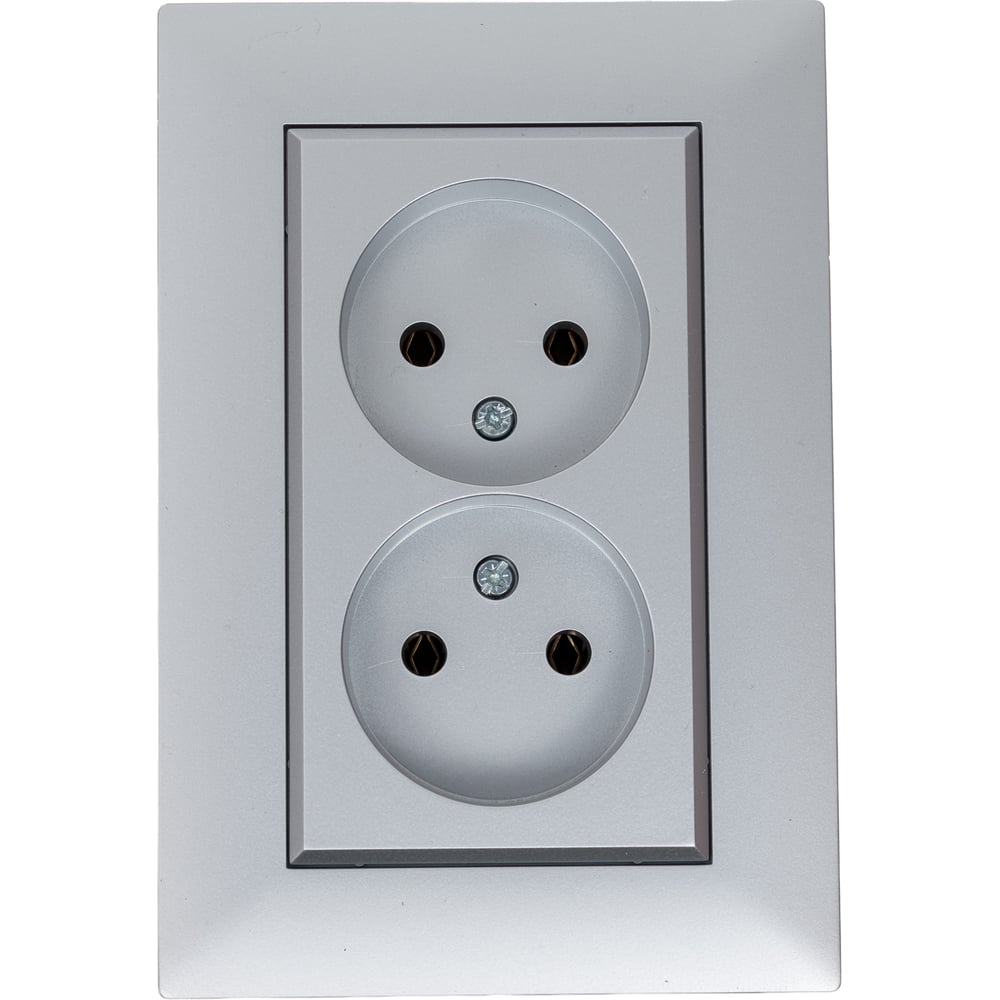 Изображение товара Розетка MAKEL 2-я без заземления IP20 серебристого цвета 16А