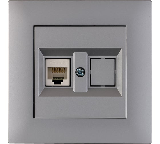 Изображение товара Розетка компьютерная MAKEL CAT5 + гнездо СП KAREA RIZZ IP20 сереб. 88065035