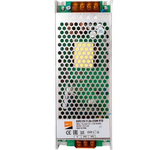 Изображение товара Блок питания для светодиодной ленты Jazzway 250Вт 21А 12В IP20 BSPS металл 1001238A