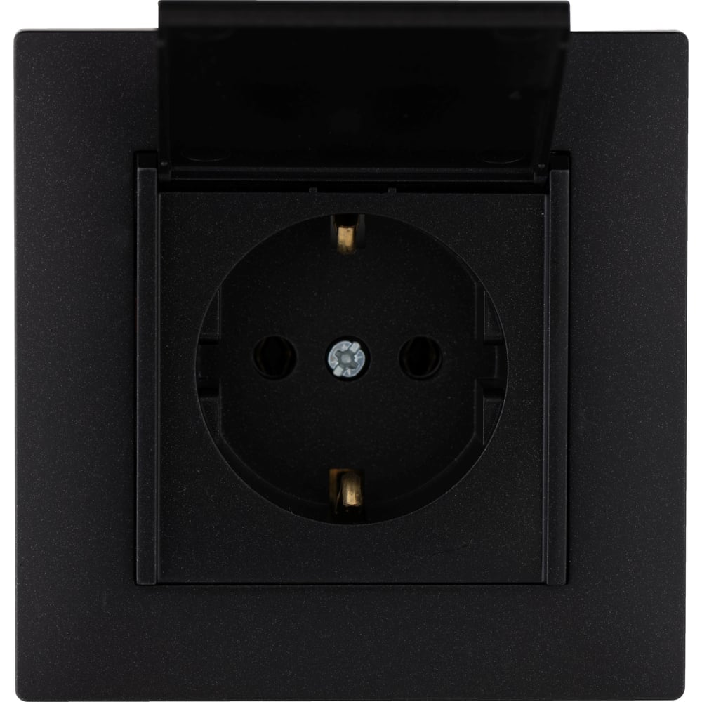 Изображение товара Розетка MAKEL с заземлением и крышкой СП KAREA RIZZ 16А IP20 черн. 88054029