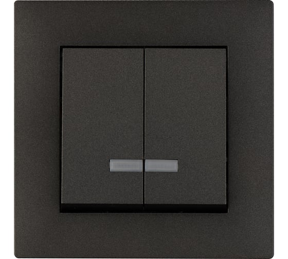 Изображение товара Выключатель MAKEL 2-клавишный СП KAREA RIZZ 10А IP20 с подсветкой дым. металлик 88050023