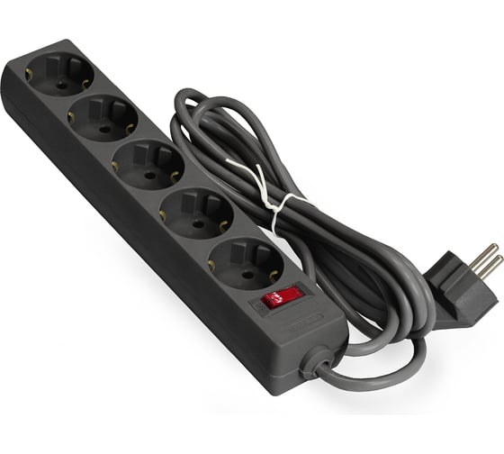 Изображение товара Удлинитель ExeGate EC-5-1.8B 5 евро с заземлением, 1.8м, выключатель с подсветкой, черный 279355