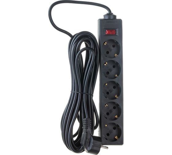 Изображение товара Сетевой фильтр ExeGate SP-5-7B 5 евро с заземлением, 7м, выключатель с подсветкой, черный 279179