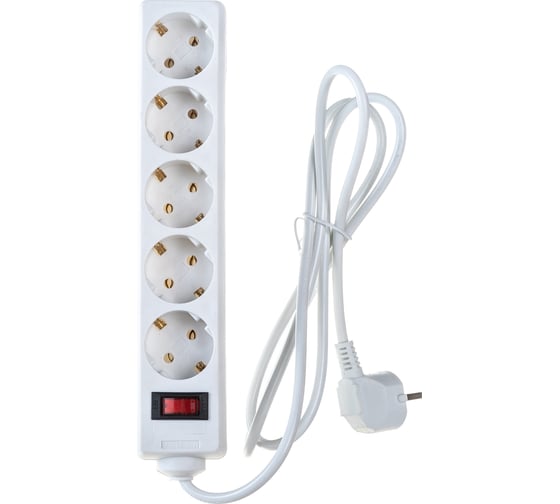Изображение товара Удлинитель ExeGate EC-5-1.8W 5 евро с заземлением, 1.8м, выключатель с подсветкой, белый 279361