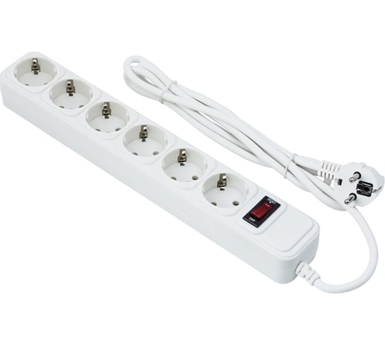 Изображение товара Сетевой фильтр ExeGate SP-6-1.5W 6 евро с заземлением, 1.5м, выключатель с подсветкой, белый 266866