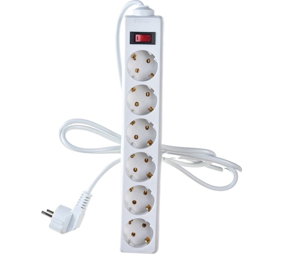 Изображение товара Сетевой фильтр ExeGate SP-6-1.8W 6 евро с заземлением, 1.8м, выключатель с подсветкой, белый 221172